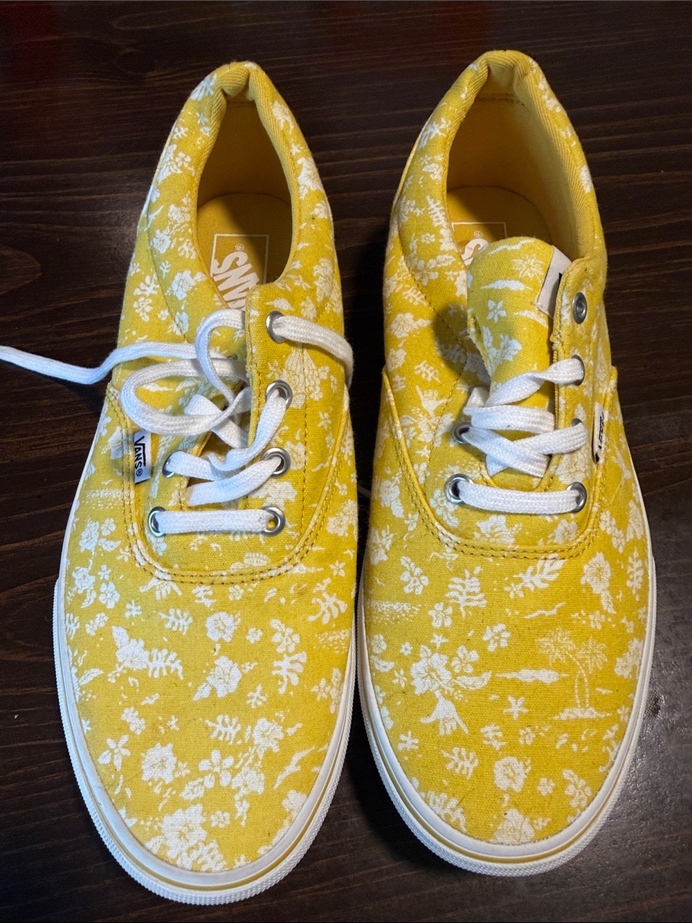 Vans Yellow Floral Canvas Low-Top Sneakers